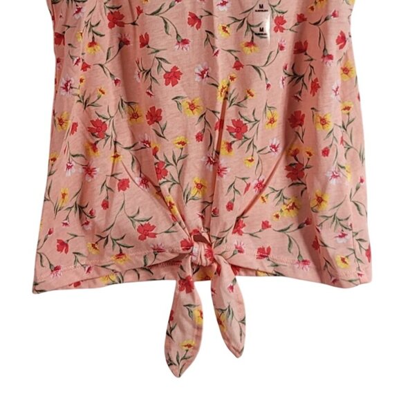 Children's Place Floral Top Orange SZ 7 Medium Sleeveless Front Tie Pullover NWT - Picture 3 of 7